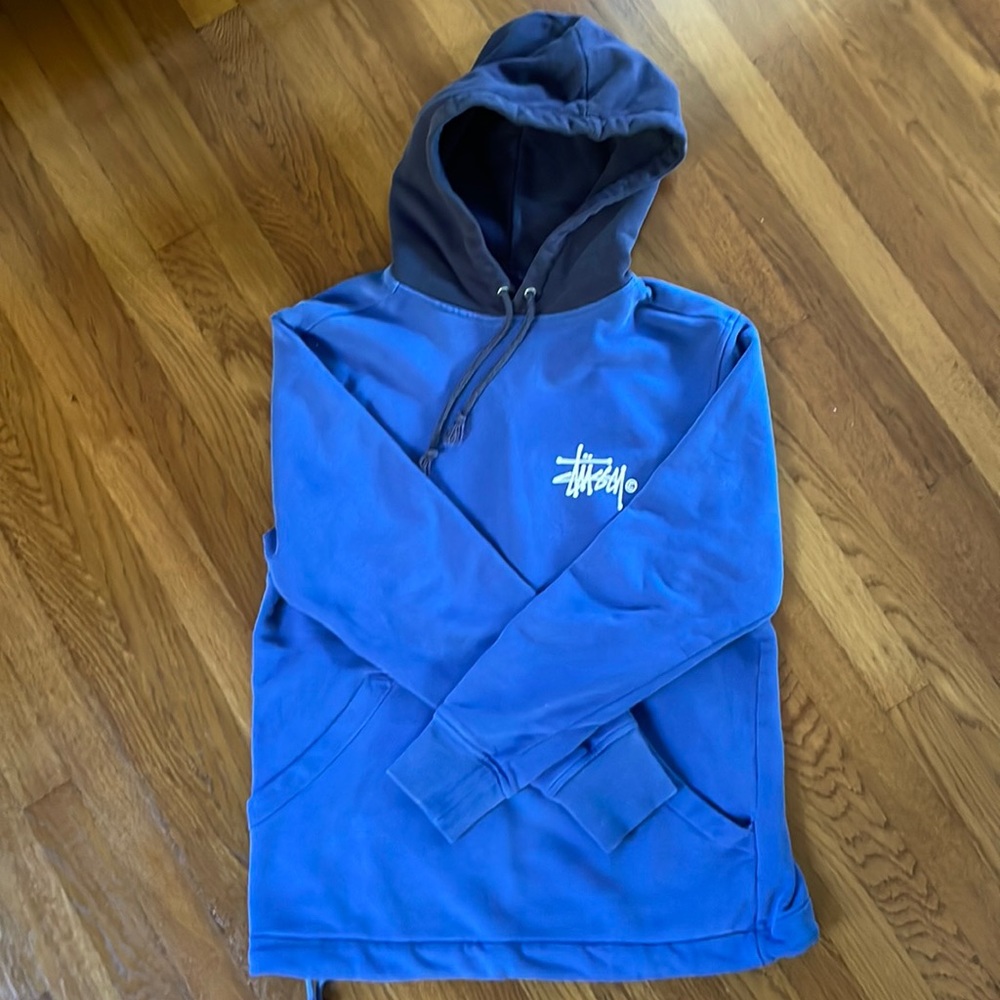 Stussy blue two tone hoodie